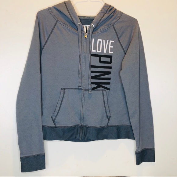 PINK Victoria's Secret Tops - Gray PINK Victoria Secret Hooded Sweatshirt Size M